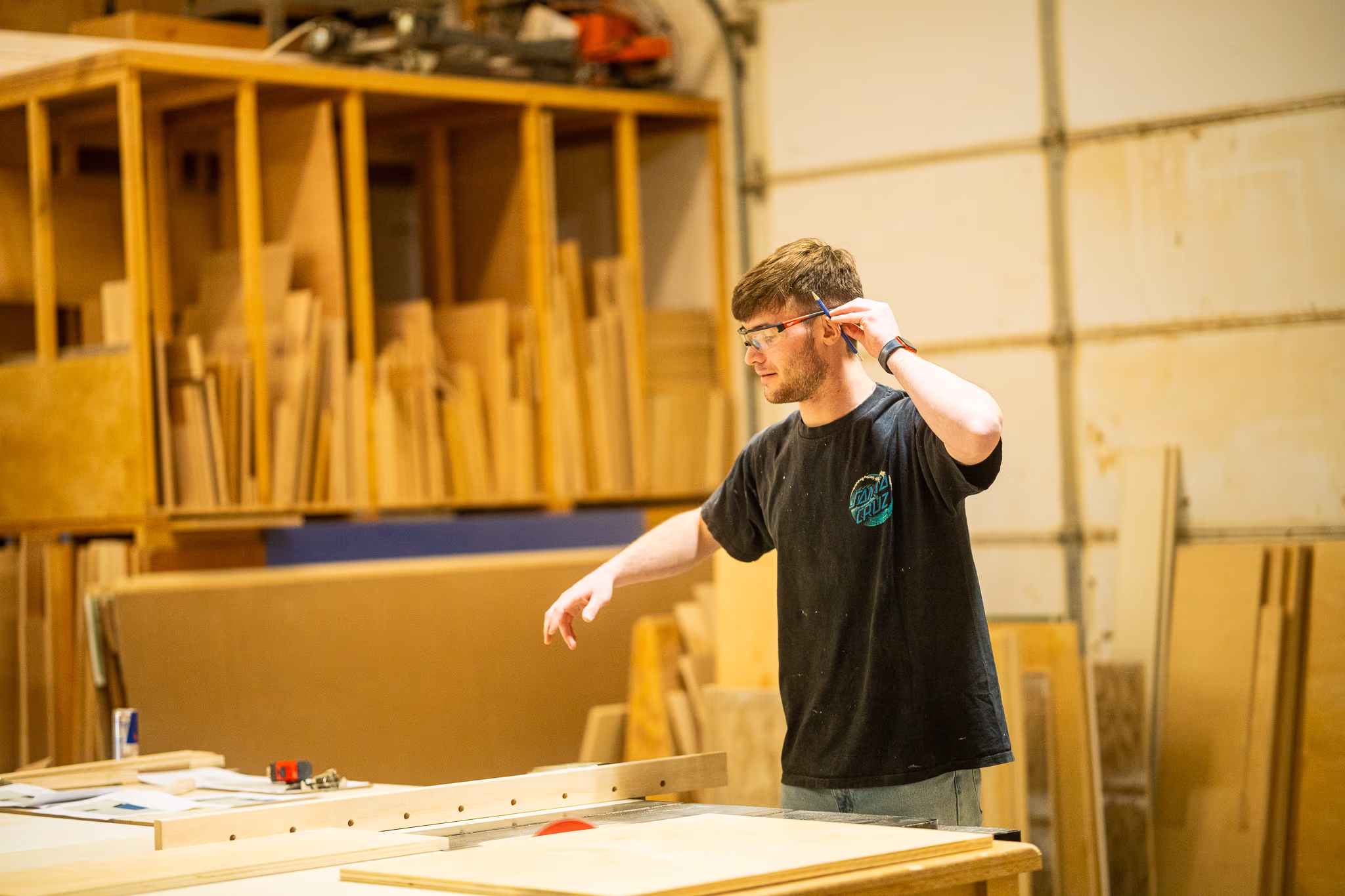 man working in a cabinet shop