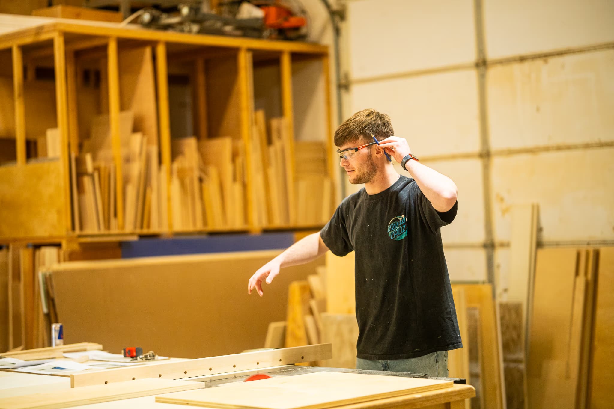 man working in a cabinet shop